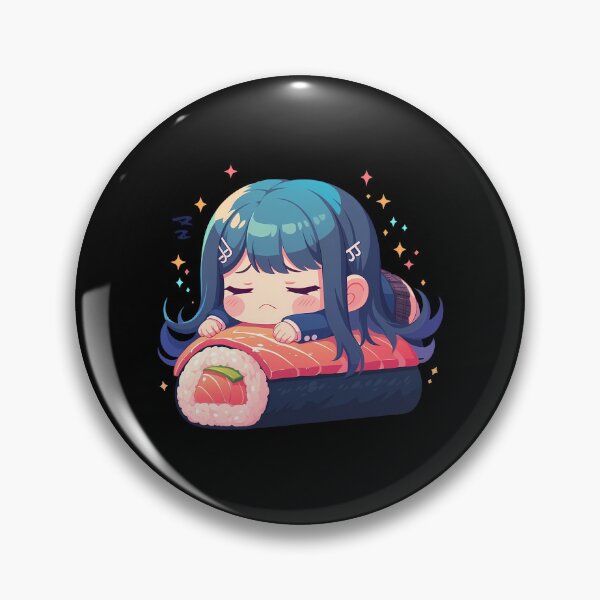 Item preview, Sayaka Maizono Danganronpa Chibi Sushi Kawaii Anime Girl Sleeping Salmon Roll designed and sold by CarlosBender.