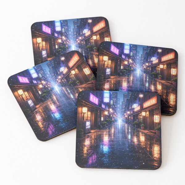 Item preview, Neon glow in a rainy alley designed and sold by stylekotoshop.