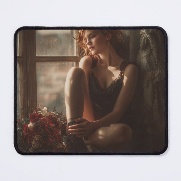 Item preview, Sunlit Reverie — Redhead by the Window (Moody Vintage Portrait) designed and sold by GM-Creativeone.