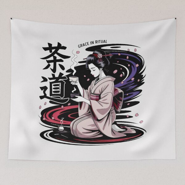 Item preview, Grace in Ritual Japanese Tea Ceremony Otaku Art Style designed and sold by SplashTastic.