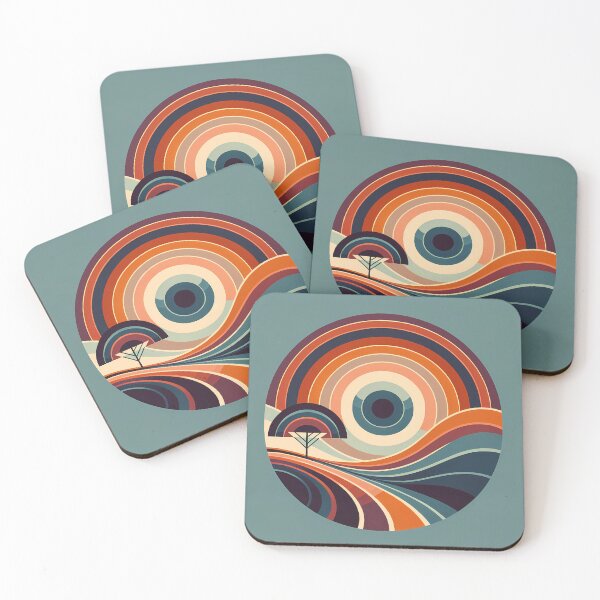 Item preview, Retro Geometric Sunset Landscape designed and sold by InkSmithery.