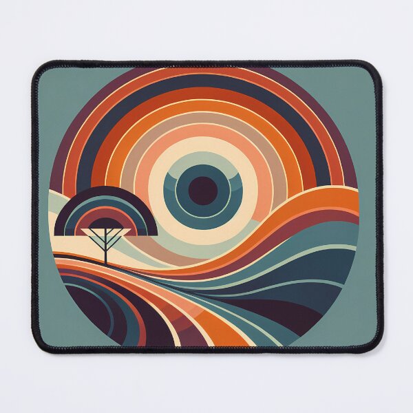 Item preview, Retro Geometric Sunset Landscape designed and sold by InkSmithery.