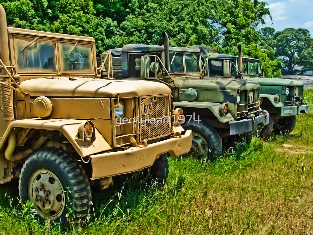 "Three Abandoned Army Trucks" by georgiaart1974 | Redbubble