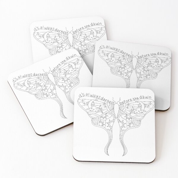 Item preview,  moth it’s always darkest before the dawn black line work  designed and sold by waltcrystal.