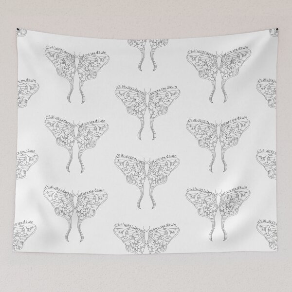 Item preview,  moth it’s always darkest before the dawn black line work  designed and sold by waltcrystal.