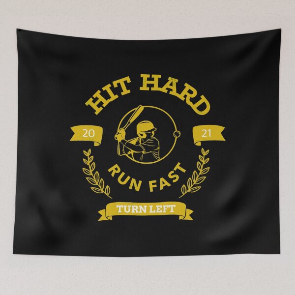 Item preview, Hit Hard Run Fast Turn Left Baseball Mlb Sports Bat Pitcher Catcher Hitter designed and sold by MuseNova.