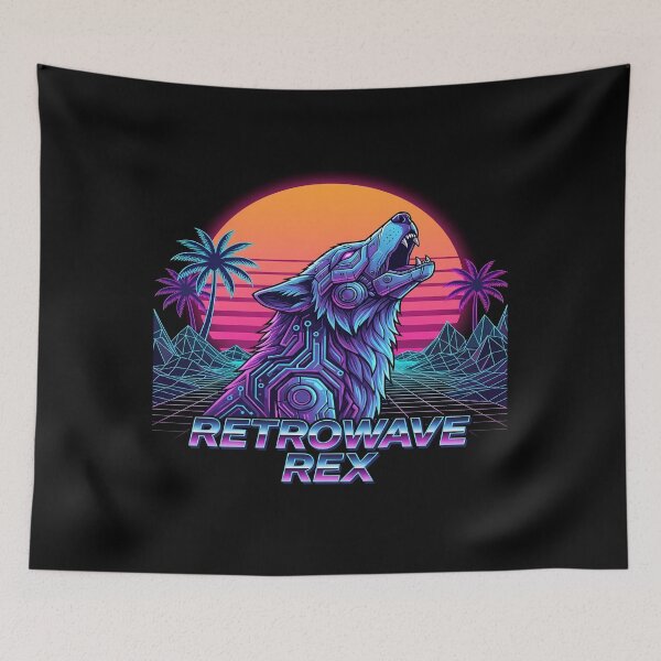 Item preview, Retrowave Rex Cyberpunk Wolf Illustration designed and sold by Bryghte.