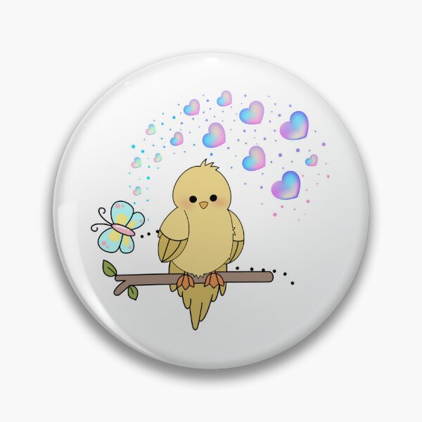 Item preview, Sunny Chirper - Cute Yellow Bird with Hearts and Butterfly designed and sold by Love3Happy.
