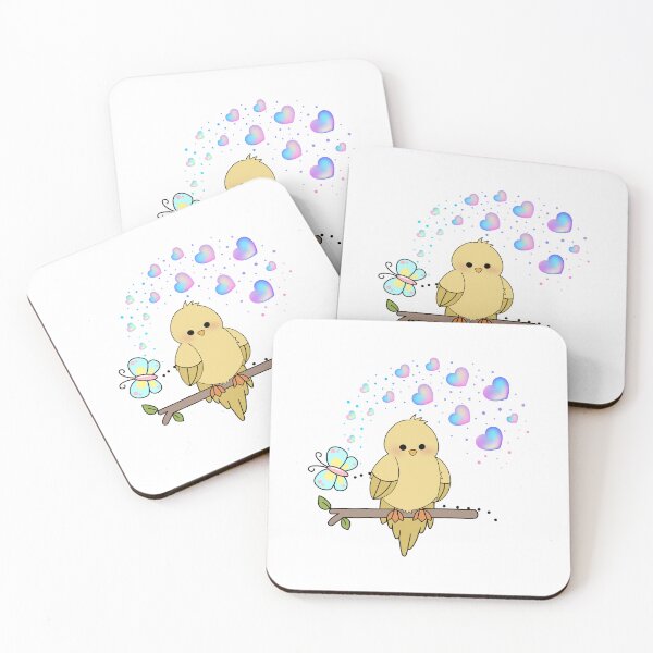 Item preview, Sunny Chirper - Cute Yellow Bird with Hearts and Butterfly designed and sold by Love3Happy.