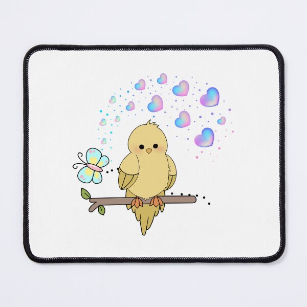 Item preview, Sunny Chirper - Cute Yellow Bird with Hearts and Butterfly designed and sold by Love3Happy.