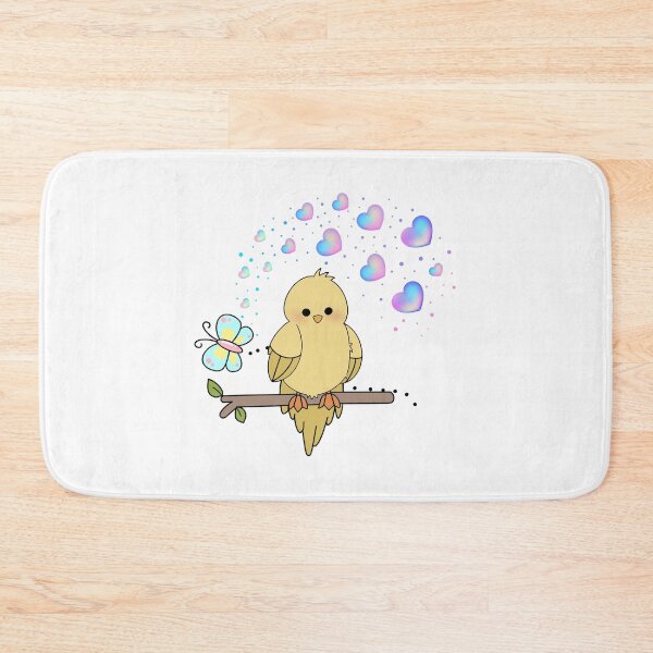 Item preview, Sunny Chirper - Cute Yellow Bird with Hearts and Butterfly designed and sold by Love3Happy.