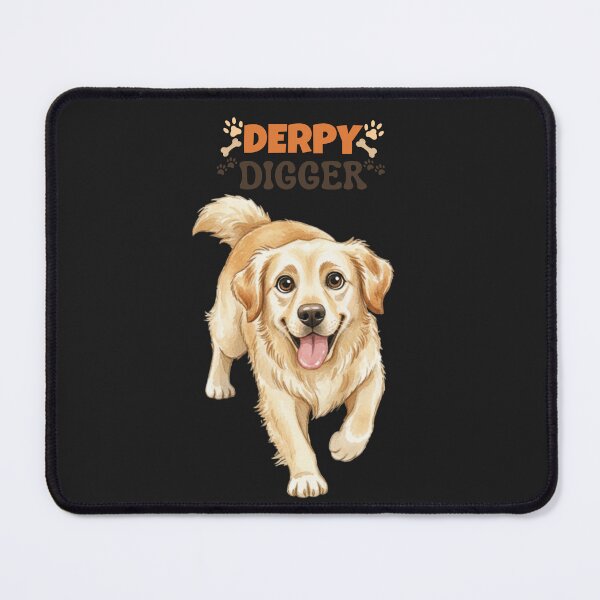 Item preview, Derpy Digger Funny Golden Retriever Dog Illustration designed and sold by LittleLoopArt.