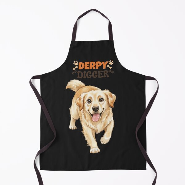 Item preview, Derpy Digger Funny Golden Retriever Dog Illustration designed and sold by LittleLoopArt.