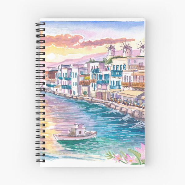 Item preview, Little Venice Mykonos Windmills Restaurants at Golden Sunset designed and sold by artshop77.