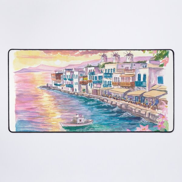 Item preview, Little Venice Mykonos Windmills Restaurants at Golden Sunset designed and sold by artshop77.