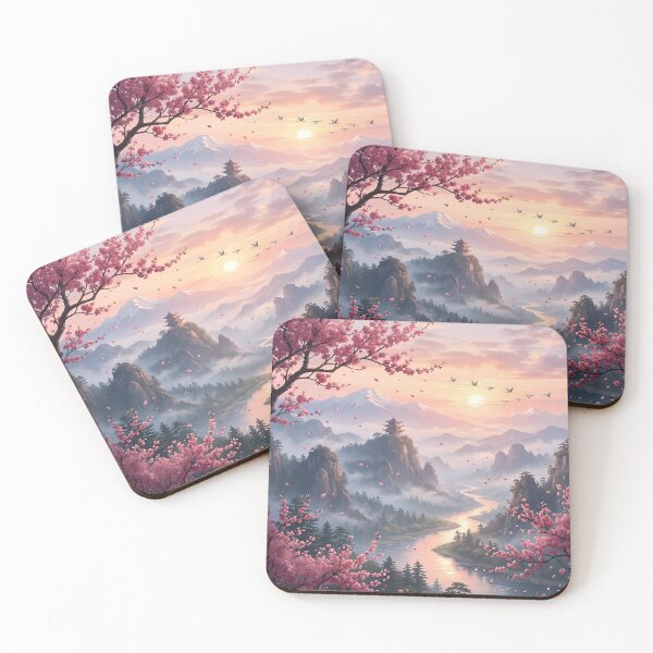 Item preview, Serene Asian Landscape with Cherry Blossoms designed and sold by ChiqueAvenue.