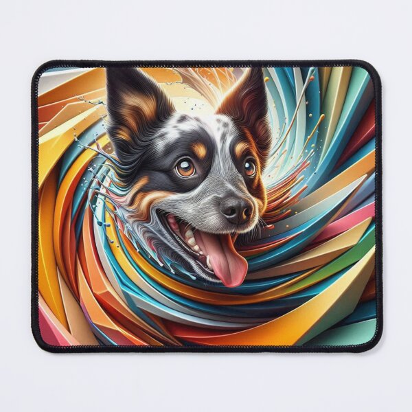 Item preview, Whirling Colorful Australian Cattle Dog Portrait designed and sold by Wags & Tails.