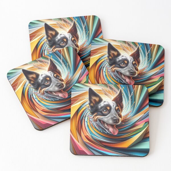 Item preview, Whirling Colorful Australian Cattle Dog Portrait designed and sold by Wags & Tails.