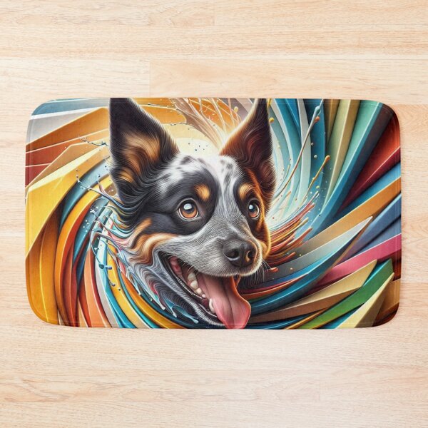 Item preview, Whirling Colorful Australian Cattle Dog Portrait designed and sold by Wags & Tails.