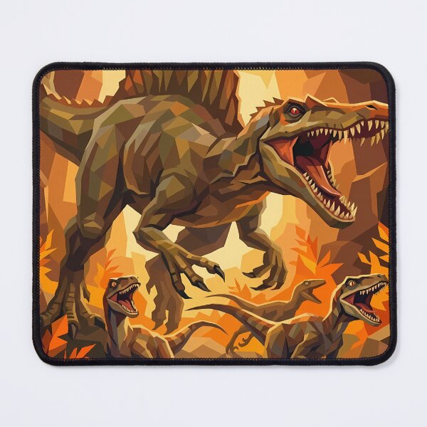 Item preview, Spinosaurus and Raptors in Geometric Style designed and sold by CandyCaneKennie.