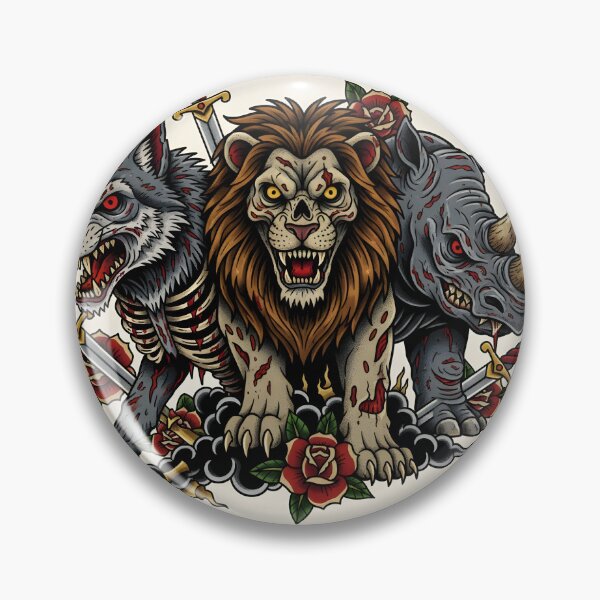 Item preview, DEAD AND BAD WILDLIFE | Undead Zombie Lion Wolf Rhino Art | Grungy Tattoo Style Animal Graphic designed and sold by SergioMiklos.