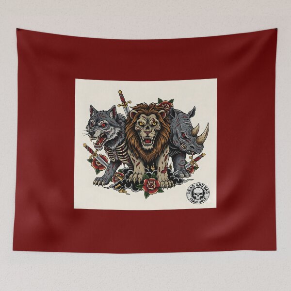 Item preview, DEAD AND BAD WILDLIFE | Undead Zombie Lion Wolf Rhino Art | Grungy Tattoo Style Animal Graphic designed and sold by SergioMiklos.