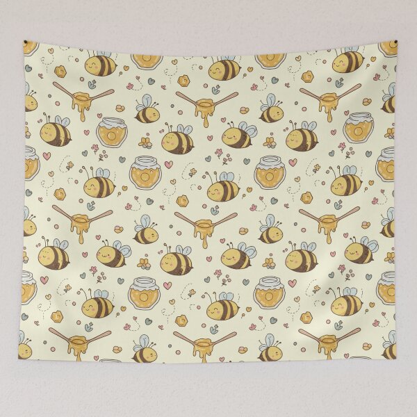 Item preview, Busy Bee and Sweet Honey Kawaii Whimsical Pattern designed and sold by Tidarat-27.