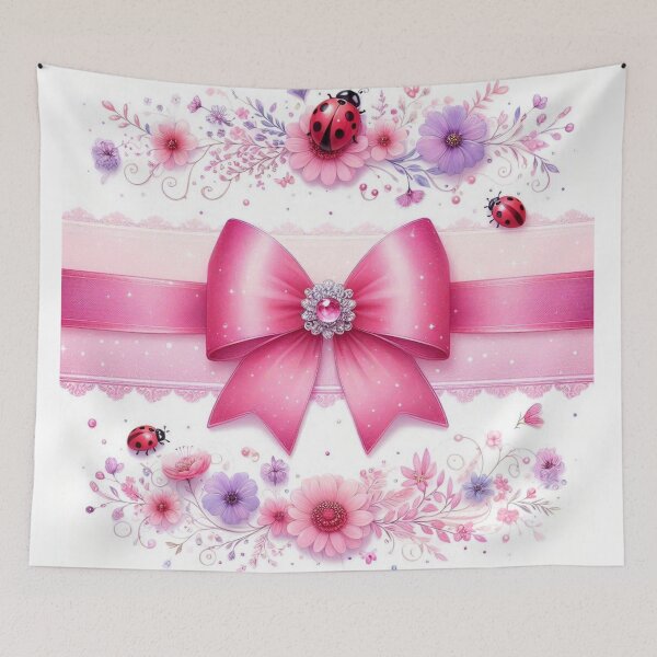 Item preview, Pink Bow and Floral Arrangement designed and sold by purplesensation.