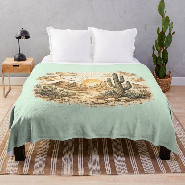 Item preview, Vintage Desert Illustration – Western Sun and Cactus Art designed and sold by DrizzyV.