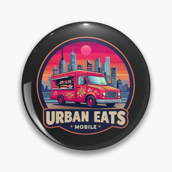 Item preview, Urban Eats Mobile Food Truck - Retro Sunset Cityscape Street Food Art designed and sold by Wonder Pixel Studio.