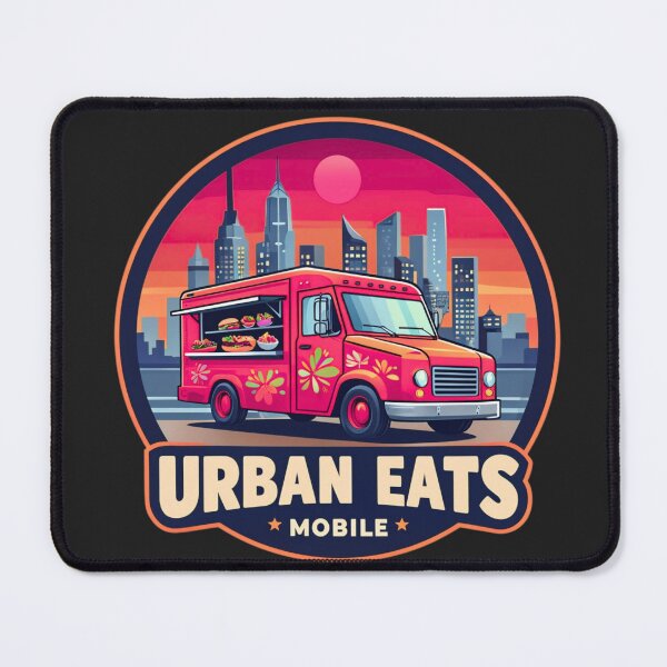 Item preview, Urban Eats Mobile Food Truck - Retro Sunset Cityscape Street Food Art designed and sold by Wonder Pixel Studio.