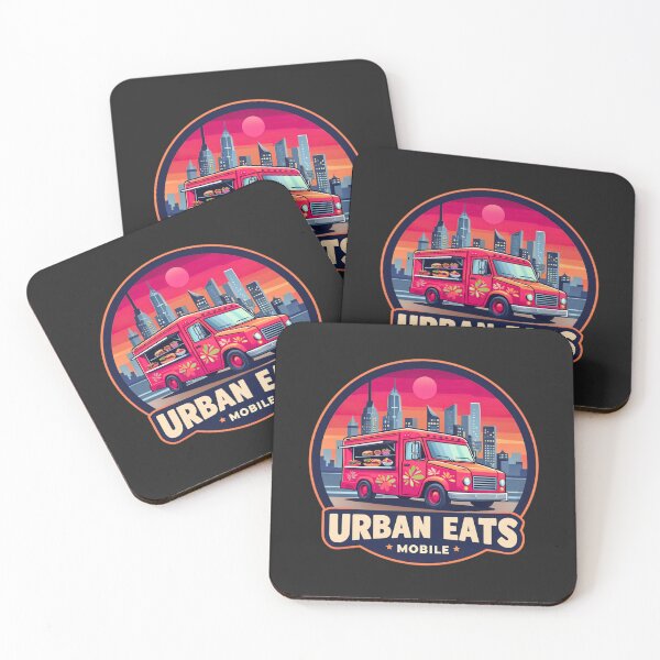 Item preview, Urban Eats Mobile Food Truck - Retro Sunset Cityscape Street Food Art designed and sold by Wonder Pixel Studio.