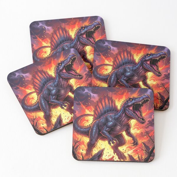 Item preview, Spinosaurus Roaring in Fiery Landscape designed and sold by ChiqueAvenue.