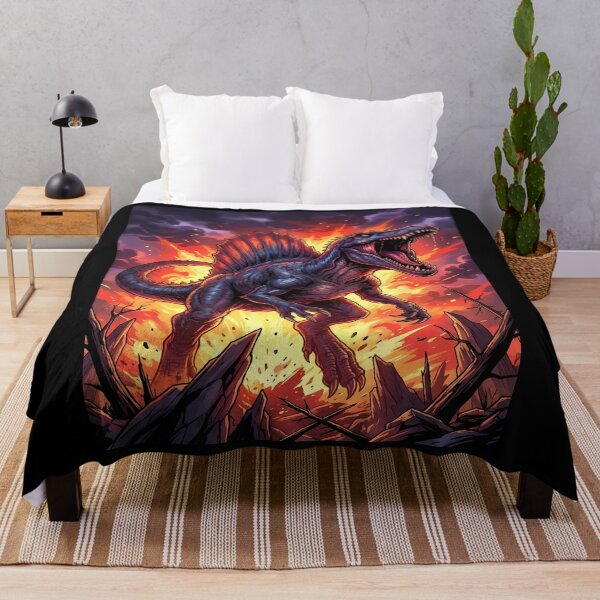 Item preview, Spinosaurus Roaring in Fiery Landscape designed and sold by ChiqueAvenue.