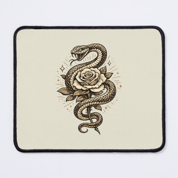 Item preview, Snake and Rose Tattoo Illustration – Two Color Traditional Art designed and sold by DrizzyV.