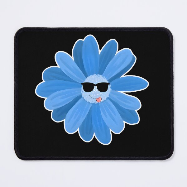 Item preview, Cute Blue Daisy Cartoon With Sunglasses Sticker designed and sold by Deep-Fold.
