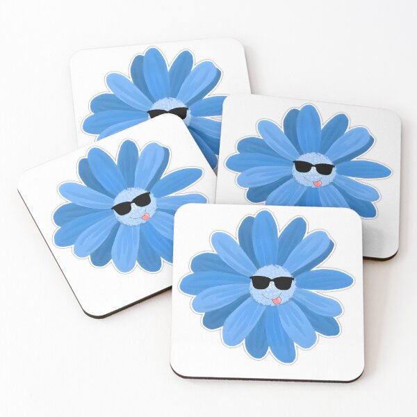 Item preview, Cute Blue Daisy Cartoon With Sunglasses Sticker designed and sold by Deep-Fold.