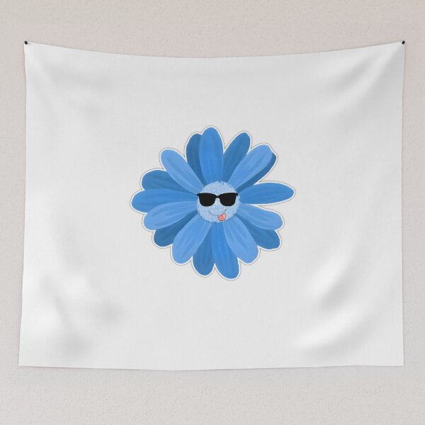 Item preview, Cute Blue Daisy Cartoon With Sunglasses Sticker designed and sold by Deep-Fold.