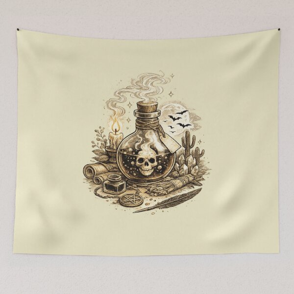 Item preview, Occult Potion Bottle Illustration – Dark Alchemy Skull Art in Two Colors designed and sold by DrizzyV.
