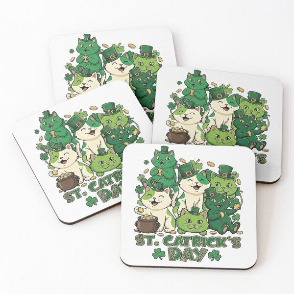 Item preview, St Catricks Day Funny Irish Cats With Leprechaun Hats Gold Coins designed and sold by JolinChinn.