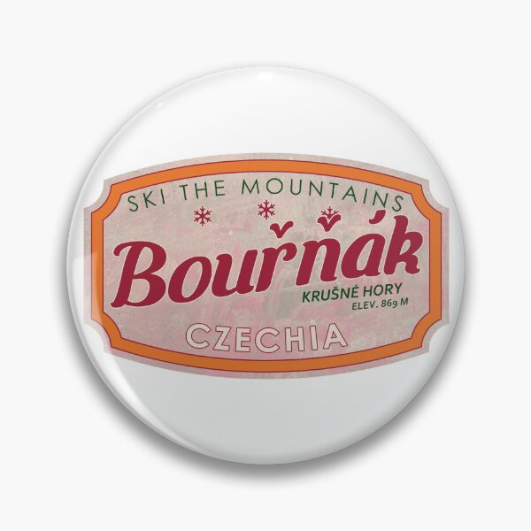 Item preview, Bouřňák, Czechia, Krušné hory, Ski, textured skiing badge designed and sold by Wanderful-roads.