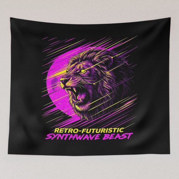 Item preview, Synthwave Lion Retro-Futuristic Beast designed and sold by Daniel Abdelmaseih.
