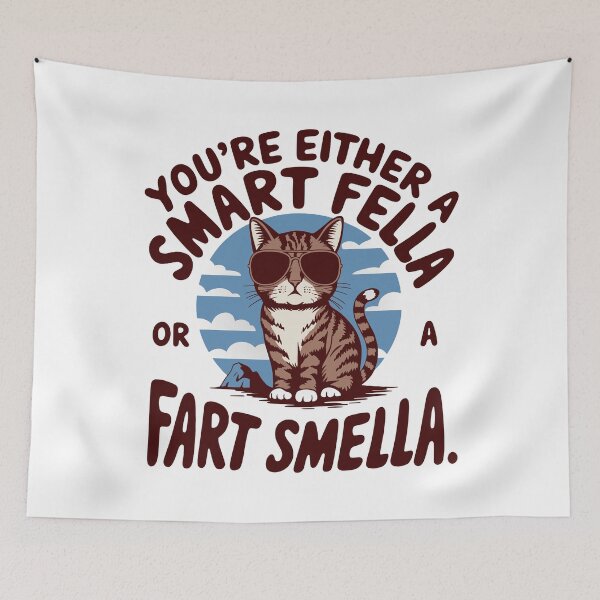 Item preview, Smart Fella or Fart Smella – Funny Cat Wordplay Design designed and sold by TipTop GFX.