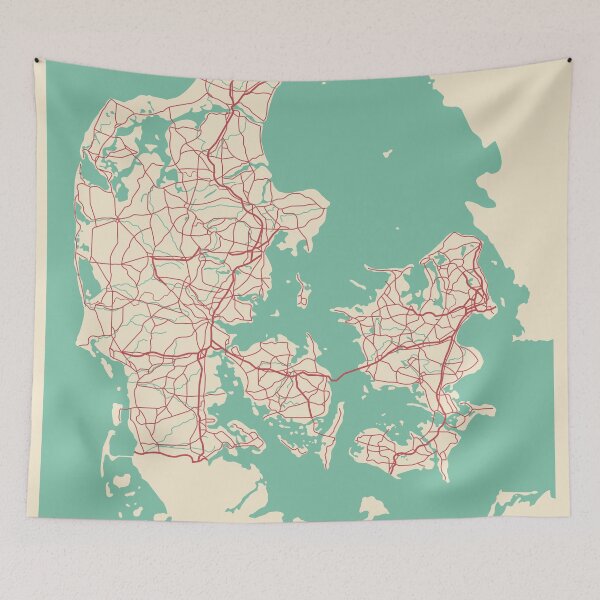 Item preview, Denmark Map Illustration Travel Gift designed and sold by MapsByLeo.