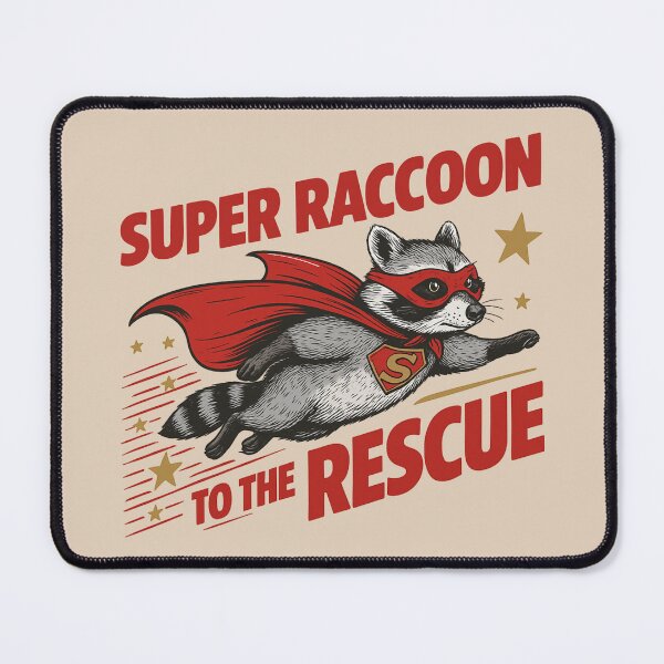Item preview, Super Raccoon To The Rescue Cartoon Animal designed and sold by NosandEdgy.