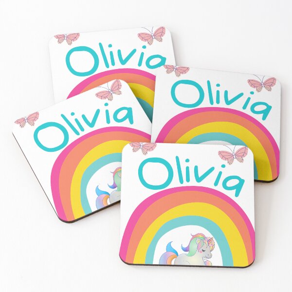 Item preview, Olivia Unicorn Rainbow Shirt – Cute Girls Name Design with Butterflies designed and sold by Jesseika75.