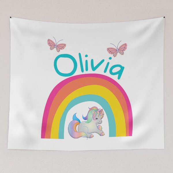 Item preview, Olivia Unicorn Rainbow Shirt – Cute Girls Name Design with Butterflies designed and sold by Jesseika75.