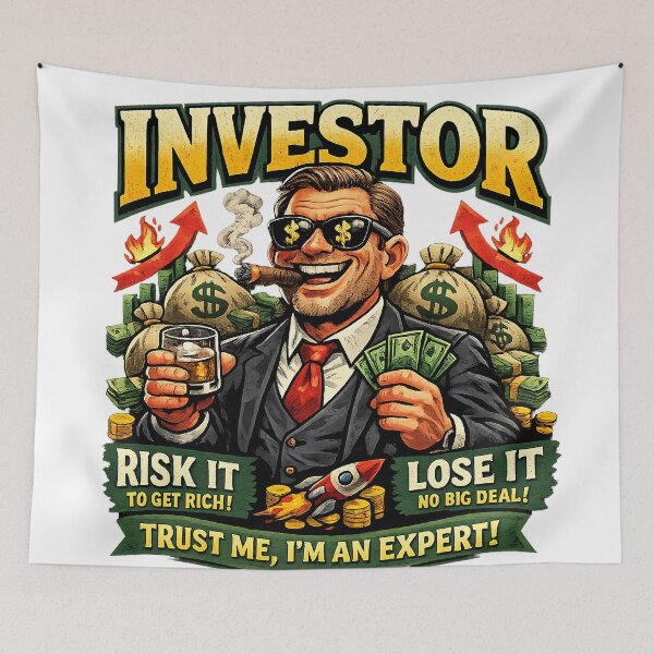 Item preview, Funny Investor Satire T-Shirt – Risk It To Get Rich Stock Market Meme Design designed and sold by HAFIZ-DP.