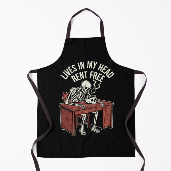 Item preview, Lives In My Head Rent Free – Skeleton Dark Humor designed and sold by TinyJoy Studio.