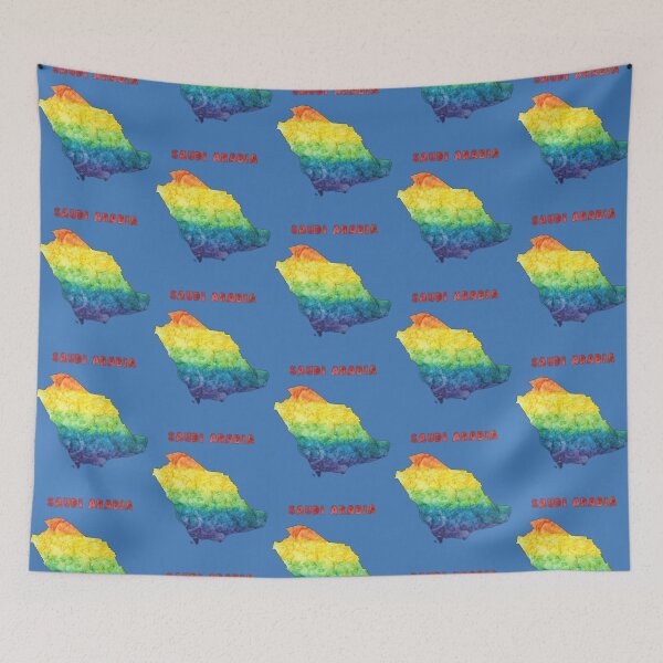 Item preview, Saudi Arabia Map - Artistic Rainbow Watercolor Silhouette designed and sold by mashmosh.